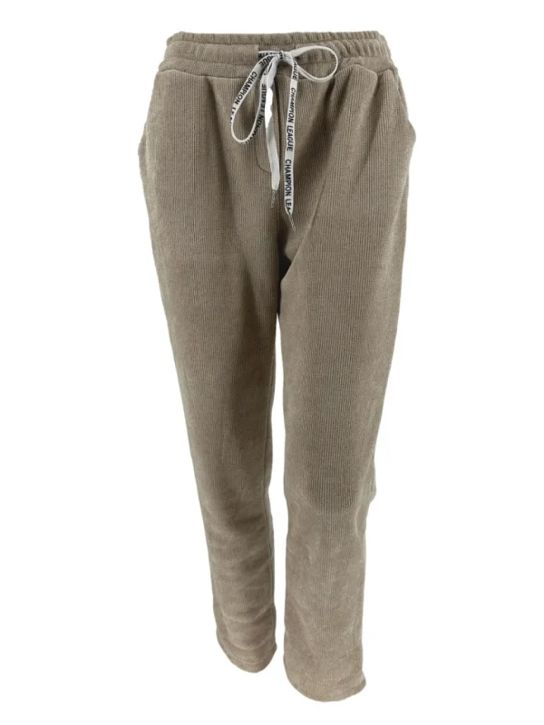 Aansluitende velvet broek met koordje Richella beige