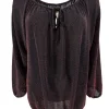 Ballon blouse met strik in de hals glitter DOTTED rood