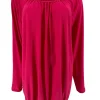 Basic ballon shirt met LANGE MOUW travelstof uni fuchsia. bds