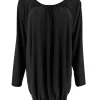 Basic ballon shirt met LANGE MOUW travelstof uni zwart bds