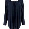 Basic ballon shirt met LANGE MOUW travelstof uni donker blauw