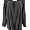 Basic ballon shirt met LANGE MOUW travelstof uni donker antraciet bds