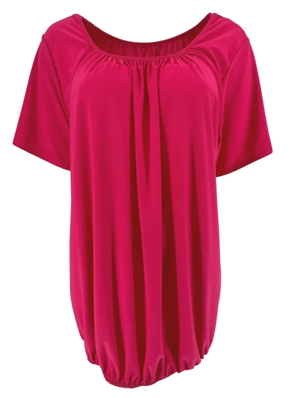 Basic ballon shirt TRAVELSTOF met korte mouw uni fuchsia