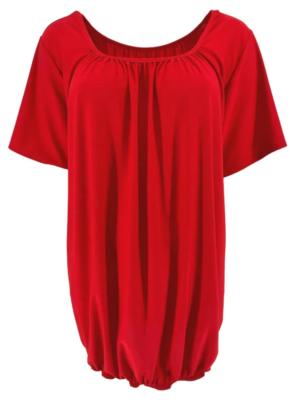 Basic ballon shirt TRAVELSTOF met korte mouw uni rood
