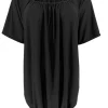 Basic ballon shirt TRAVELSTOF met korte mouw uni zwart