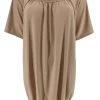 Basic ballon shirt TRAVELSTOF met korte mouw uni beige