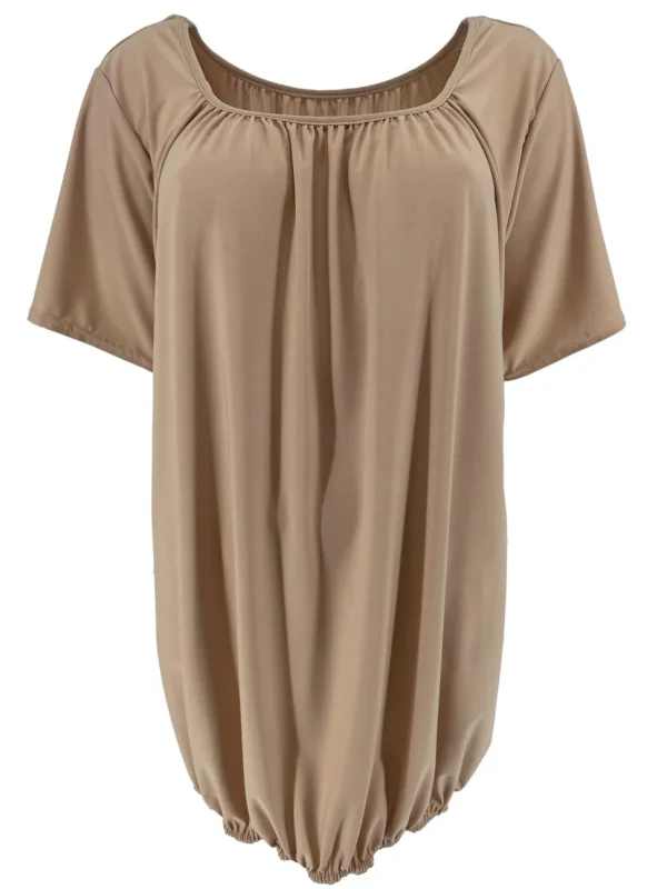 Basic ballon shirt TRAVELSTOF met korte mouw uni beige
