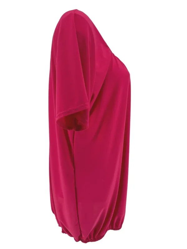 Basic ballon shirt TRAVELSTOF met korte mouw uni fuchsia