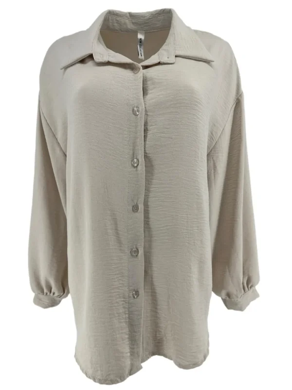 Basic blouse met knoopjes en kraag Malou beige