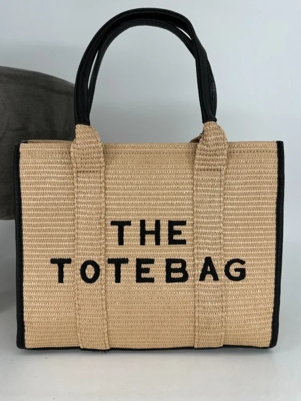 Bigger size tote bag woody APRICOT/BLACK (D2719)