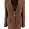 Blazer met 2 knopen en fake zakken striped details bruin