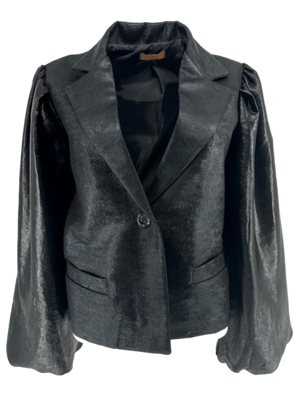 Blazer met glans effect en knoop Arlequin zwart