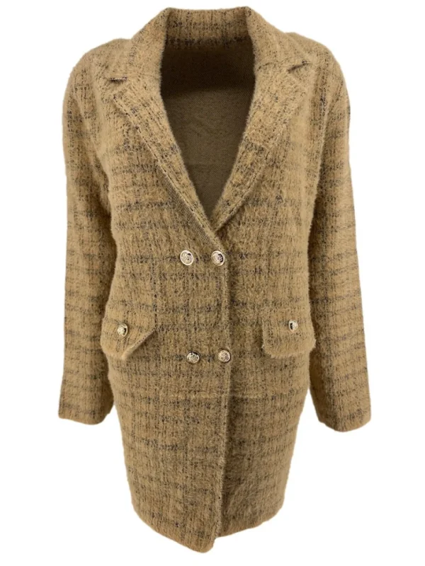 Blazer met gouden knopen en kraag Gracie camel. CH.NEL SALE