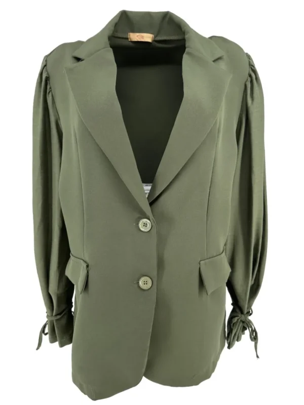 Blazer met knoopjes en uni mouw army. SALE