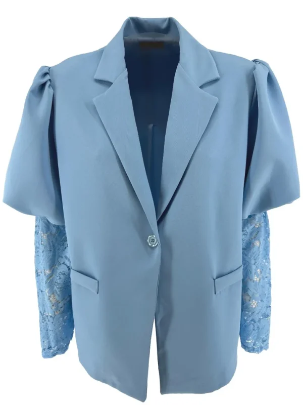 Blazer met pofmouw en kant Tess licht blauw