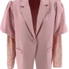 Blazer met pofmouw en kant Tess licht roze