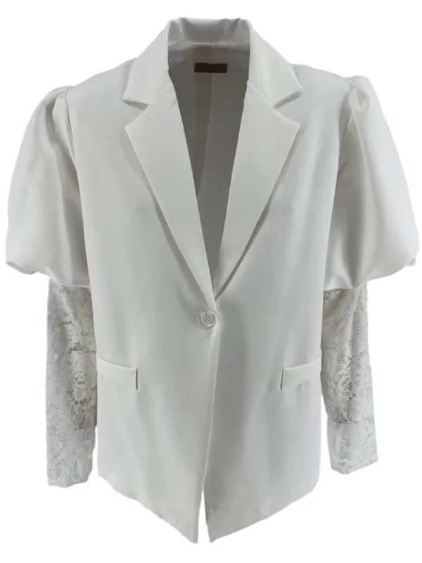Blazer met pofmouw en kant Tess off-white