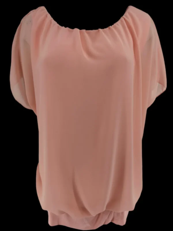 Blouse brede boord met korte mouw Noah uni licht roze