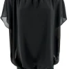 Blouse brede boord met korte mouw Noah uni zwart