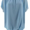 Blouse brede boord met korte mouw Noah uni licht blauw