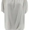 Blouse brede boord met korte mouw Noah uni off-white WBD