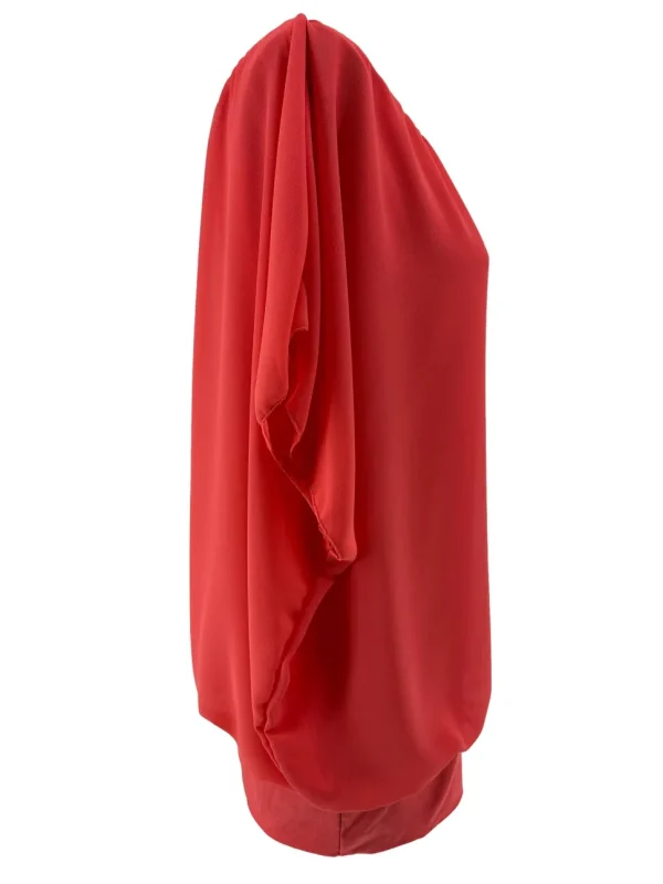 Blouse brede boord met korte mouw Noah uni koraal