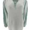 Blouse in linnen-look met circle werking op de mouw mint
