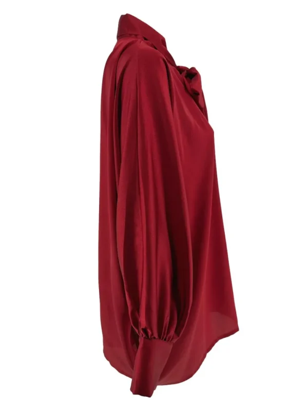 Blouse in satijn-look met strik in de hals Heidi rood