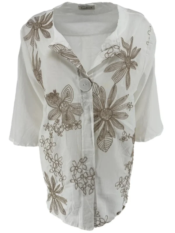 Blouse met BLOEMEN Nova gold