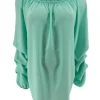 Blouse met elastieke hals en ophaal mouw Christine mint