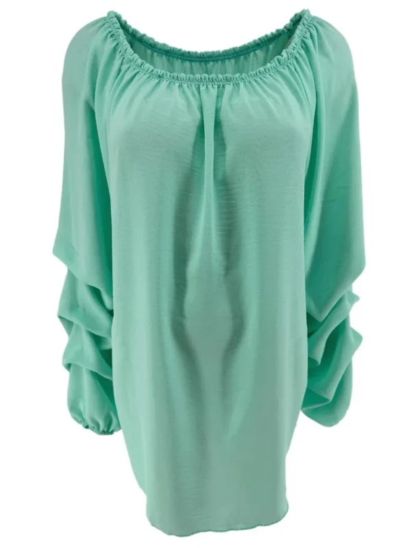 Blouse met elastieke hals en ophaal mouw Christine mint