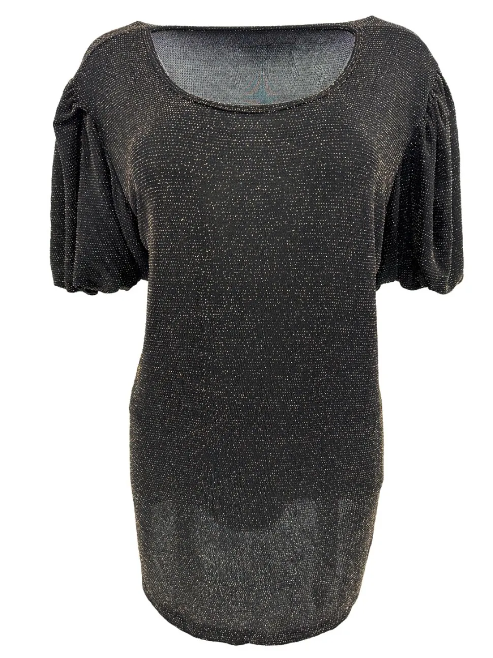 blouse_met_glitter_en_kor_0-1.webp Blouse met glitter en korte pofmouw DOTTED Snowy goudSALE #FBK