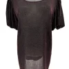 Blouse met glitter en korte pofmouw DOTTED Snowy roodSALE #FBK