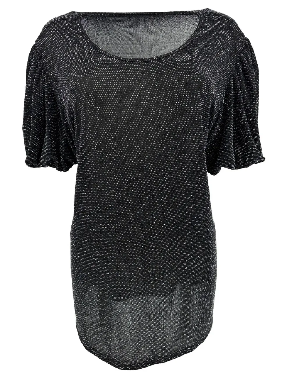 blouse_met_glitter_en_kor_0-2.webp Blouse met glitter en korte pofmouw DOTTED Snowy zilverSALE #gde
