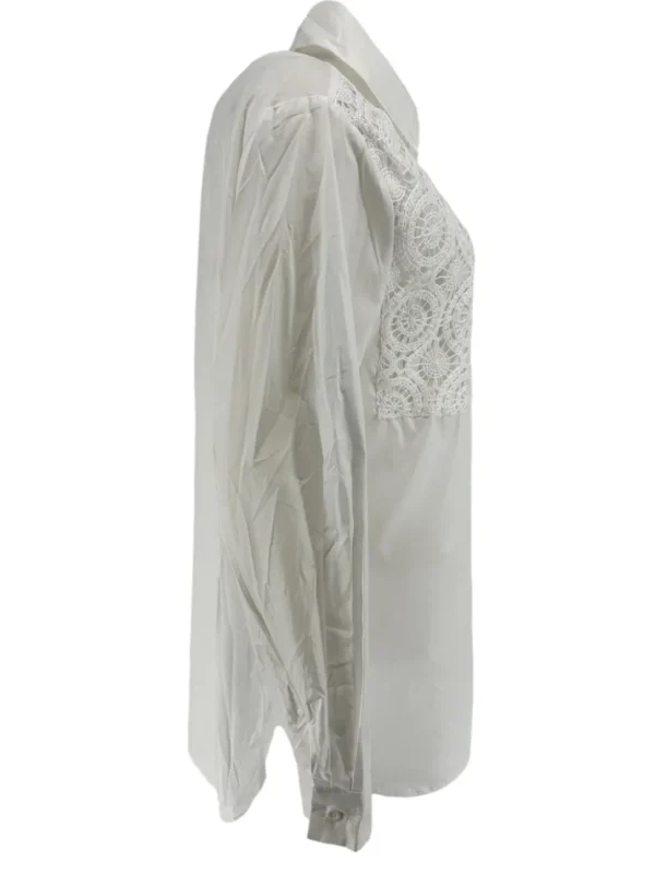 Blouse met halve werking aan de voorzijde mandala off-white (W8697)