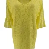 Blouse met kant en v-hals met volant mouw Cindy geel