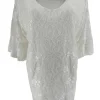 Blouse met kant en v-hals met volant mouw Cindy off-white