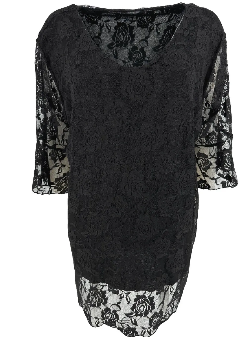 blouse_met_kant_en_vhals__0-6.webp Blouse met kant en v-hals met volant mouw Cindy zwart