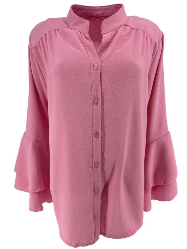 Blouse met knoopjes en opstaande boord Brigit roze