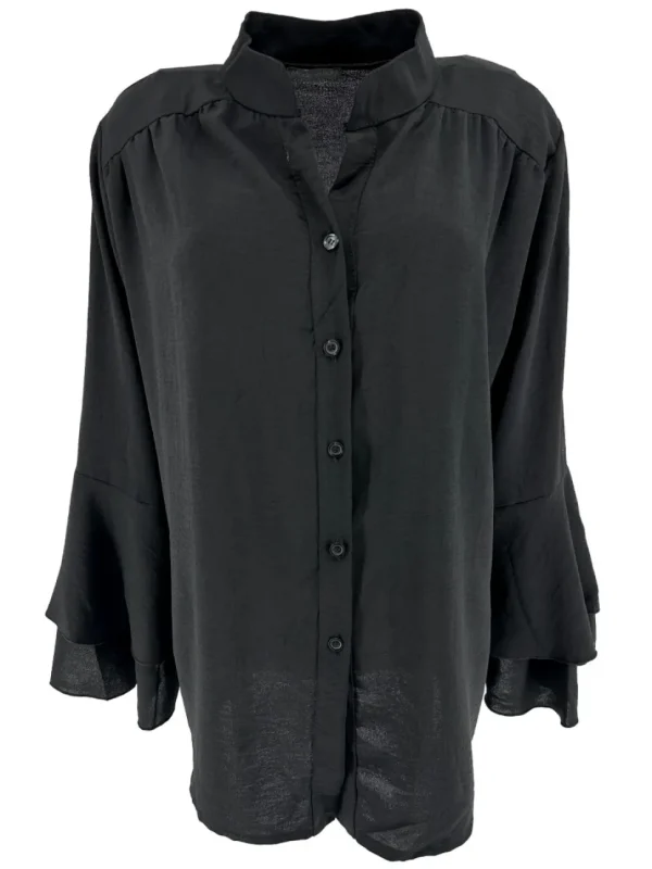 Blouse met knoopjes en opstaande boord Brigit zwart