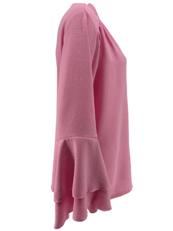 Blouse met knoopjes en opstaande boord Brigit roze
