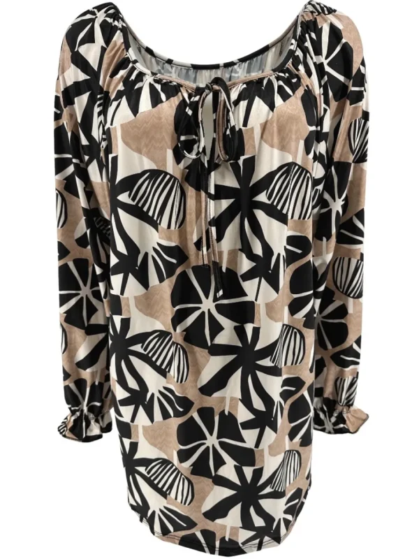 Blouse met koordje aan de hals Polly pansy zwart