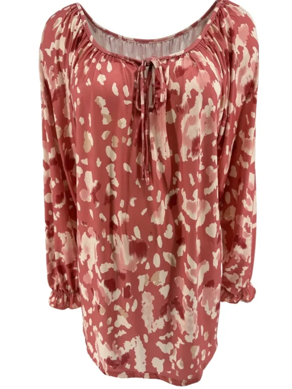 Blouse met koordje aan de hals Polly spotted oud roze
