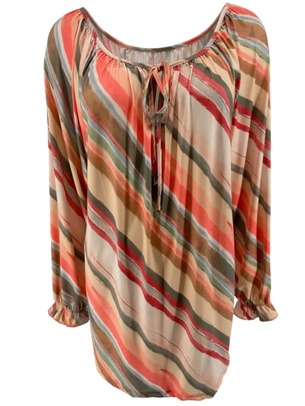 Blouse met koordje aan de hals Polly candy beige/koraal