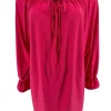Blouse met koordje aan de hals Polly uni fuchsia