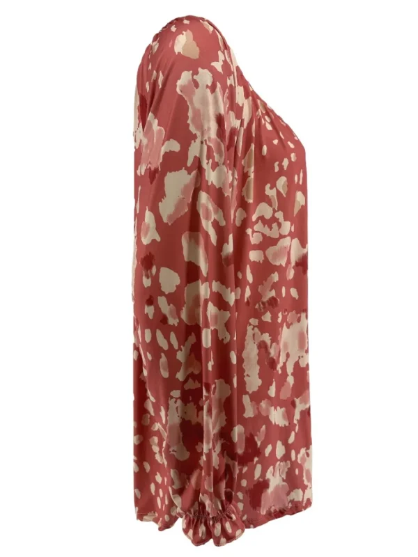 Blouse met koordje aan de hals Polly spotted oud roze