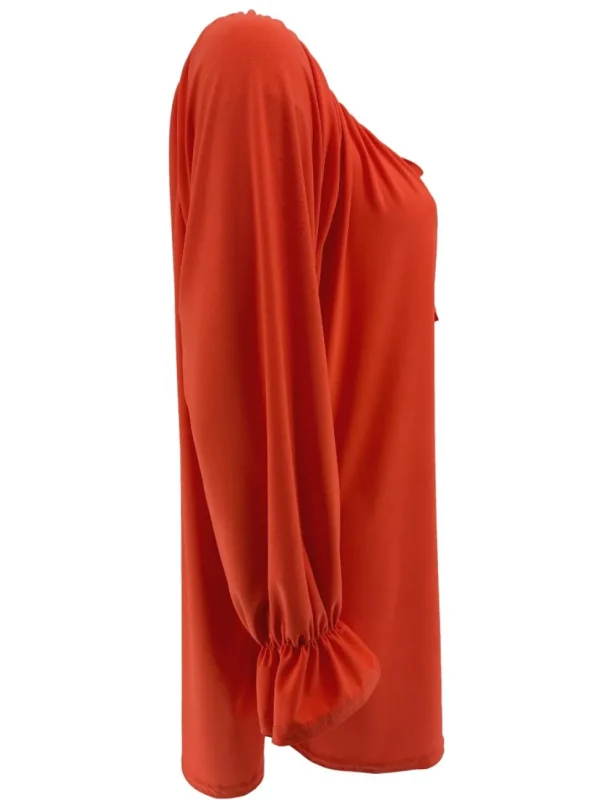 Blouse met koordje aan de hals Polly uni oranje
