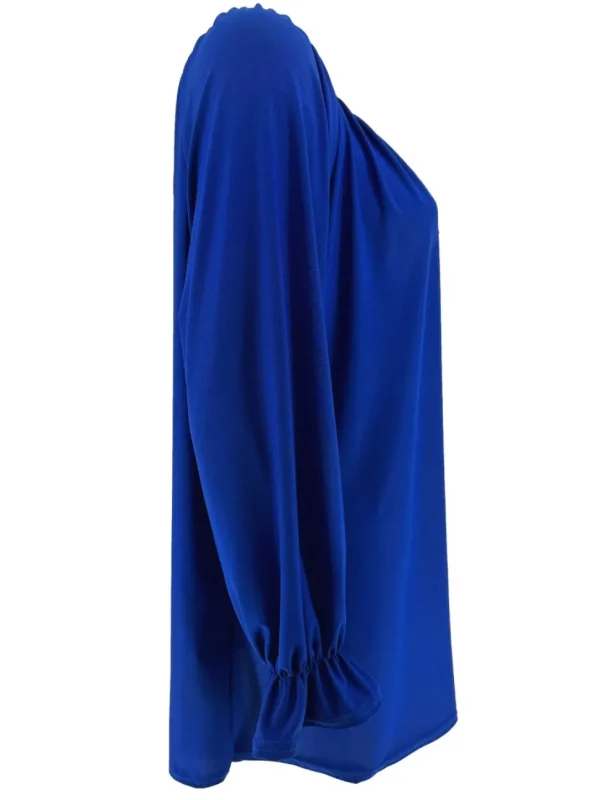 Blouse met koordje aan de hals Polly uni kobalt