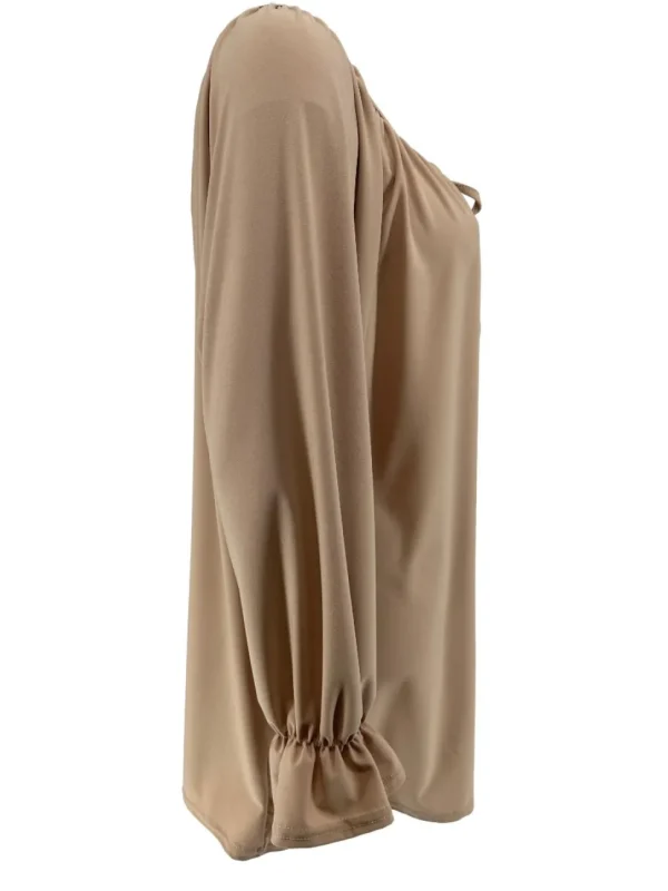 Blouse met koordje aan de hals Polly uni beige