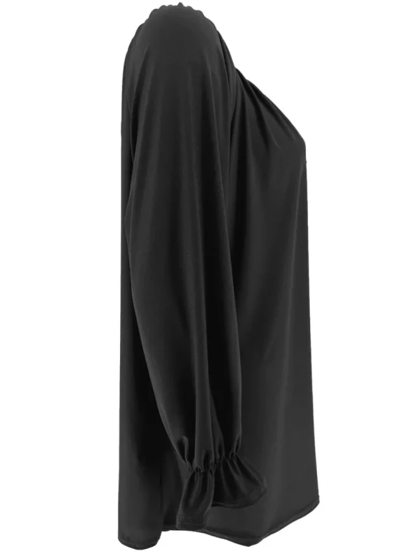 Blouse met koordje aan de hals Polly uni zwart